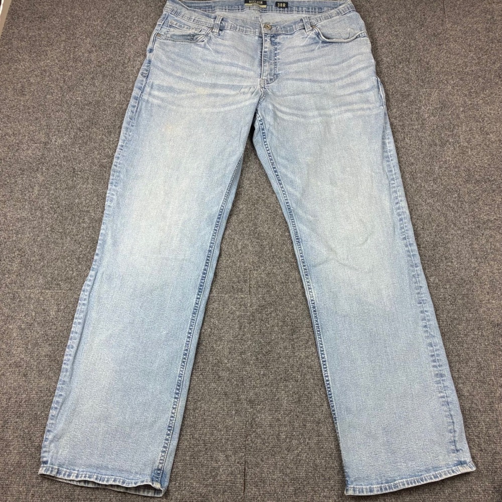 Reclaim Mens Relaxed Fit Straight Leg Light Wash Denim Jeans Blue 38R